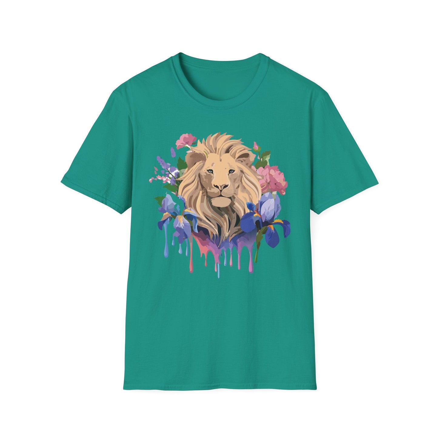 Unisex Softstyle Lion Shirt Floral Lion Tee Animal Print Graphic Tee