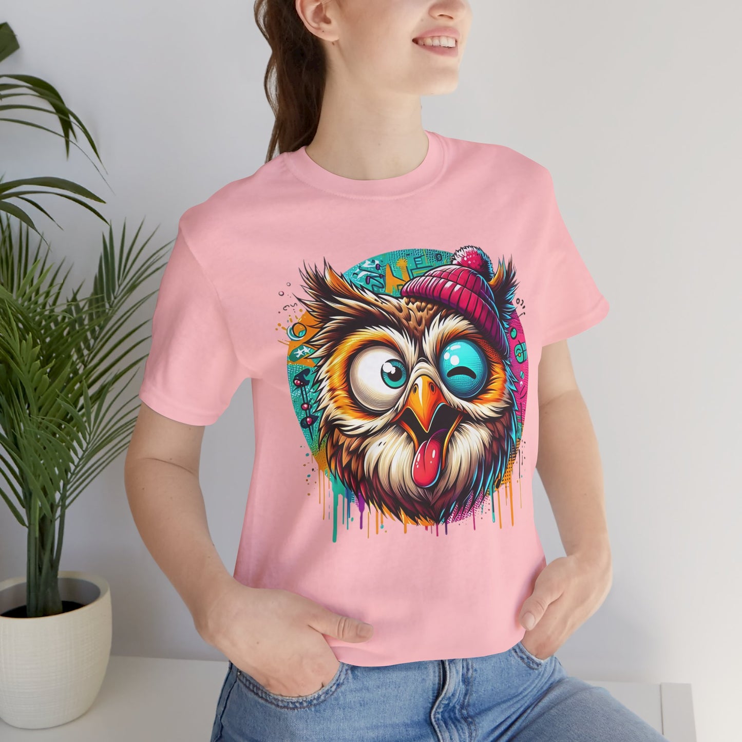 Colorful Owl Graphic Tee, Fun Owl Shirt, Funny Bird Shirt, Cute Cartoon Tees, Animal T-Shirt, Animal Tees, Art Design T-Shirt