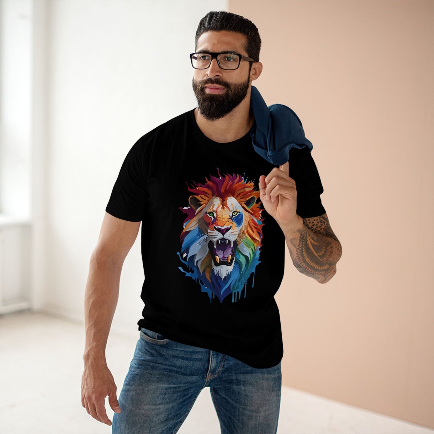 Lion Graphic Unisex 100 Cotton Staple Tee with Animal Design Artwork 30