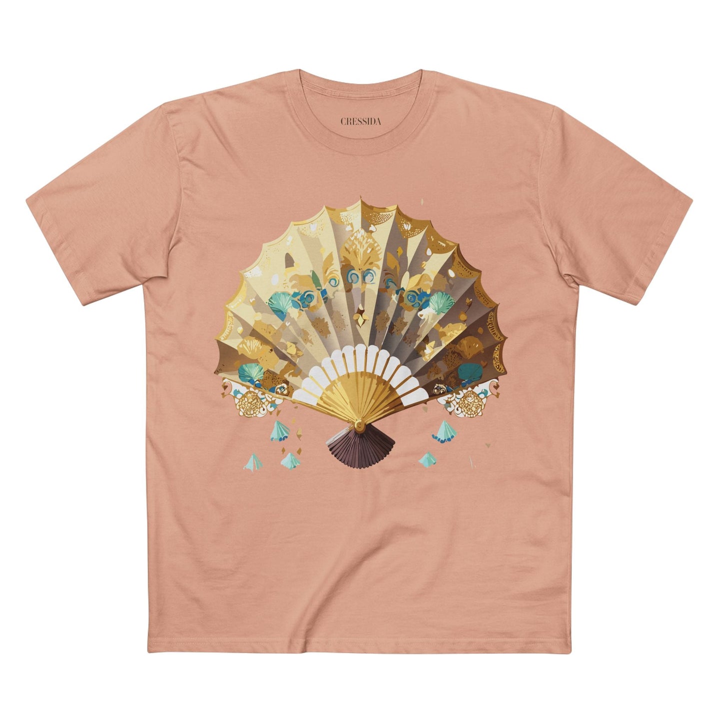 Antique Fan Graphic Design T-Shirt Unisex 100 Cotton Floral Carnival Artwork Tee 16