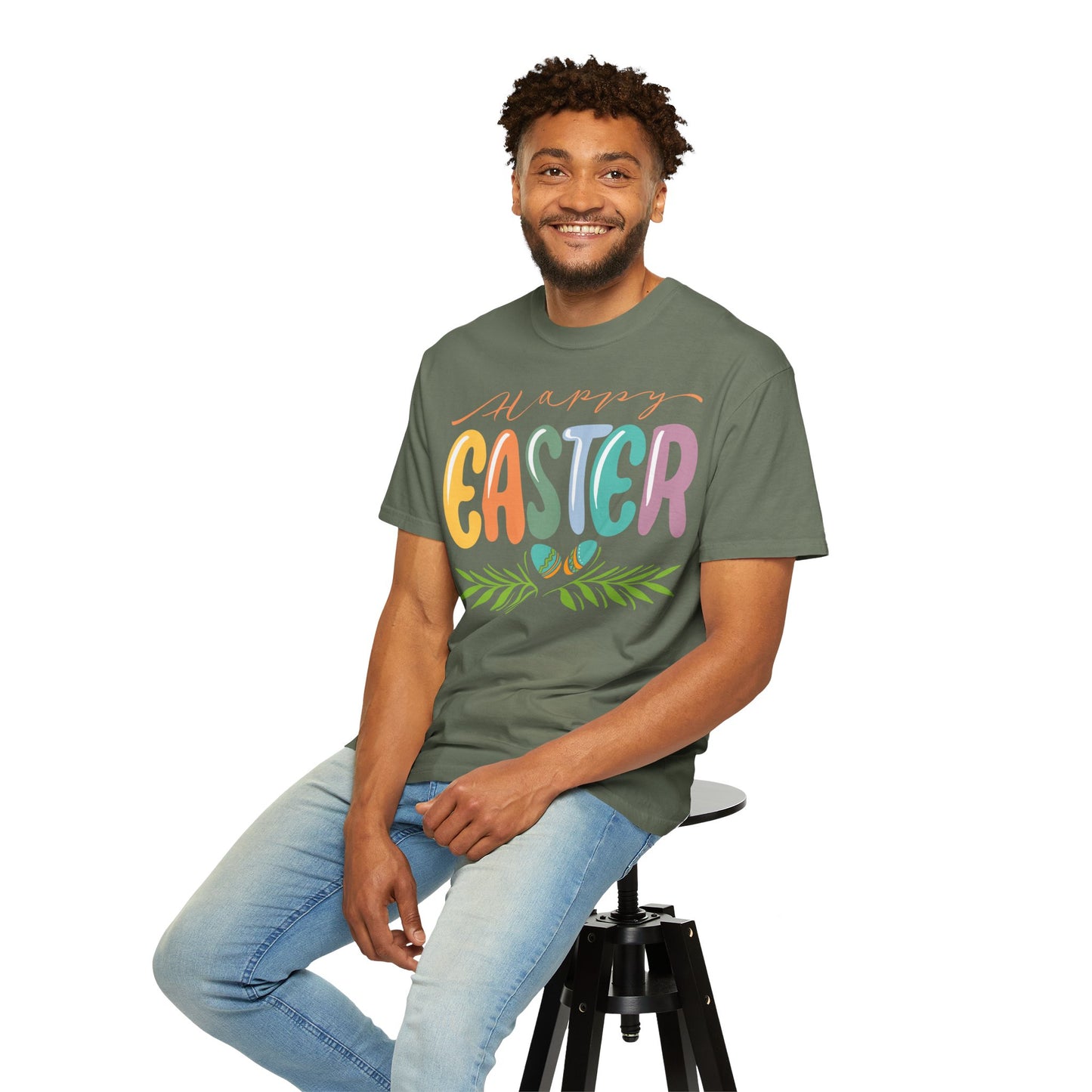 Happy Easter T-Shirt, Tee Shirt with Easter Signature, T Shirt with Easter Prints, Tee Shirt with Easter Design