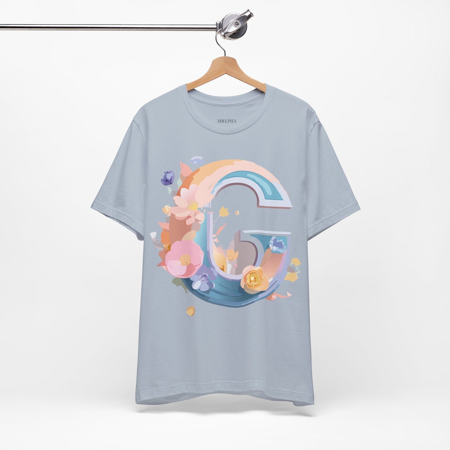 Letter G Graphic Tee Unisex Short Sleeve T Shirt by Adelpha Vintage Inspired Artwork