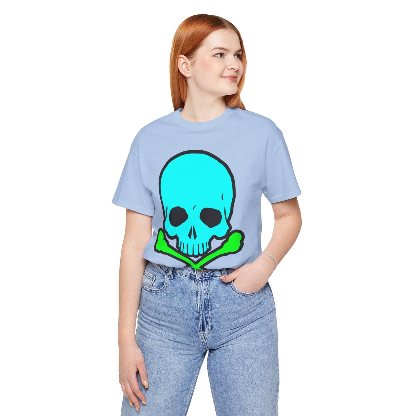 Blue Skull Graphic Design Tee, Skull Shirt, Vintage Tees, Art Design T-Shirt, Vintage Graphic Tee, Art Shirts with Skulls