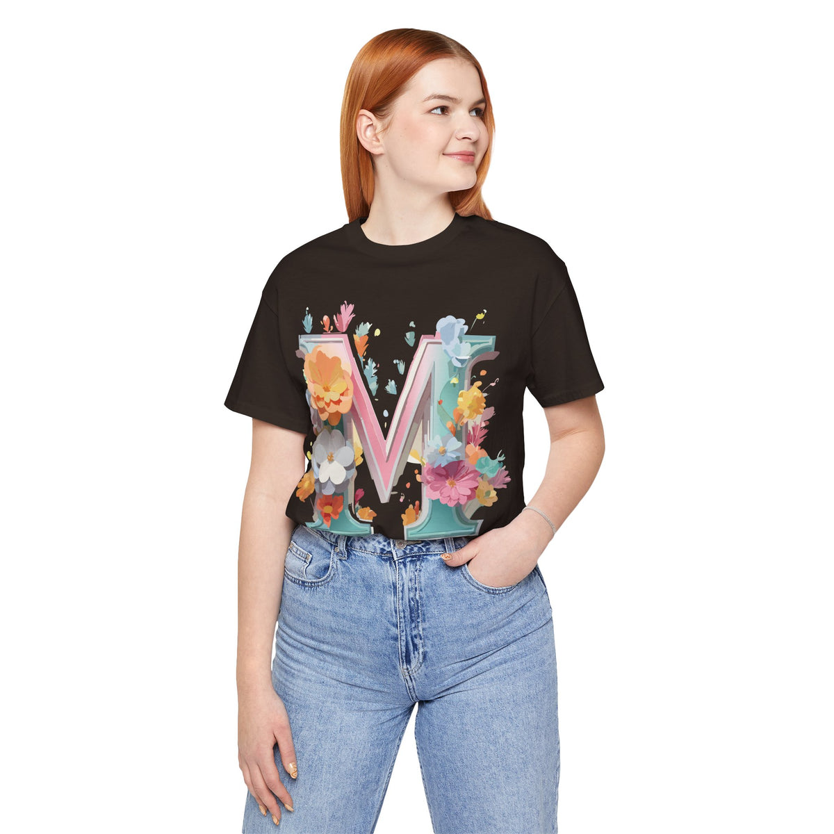 Letter M Graphic Unisex Cotton Bella+Canvas Tee with Art Letter Design