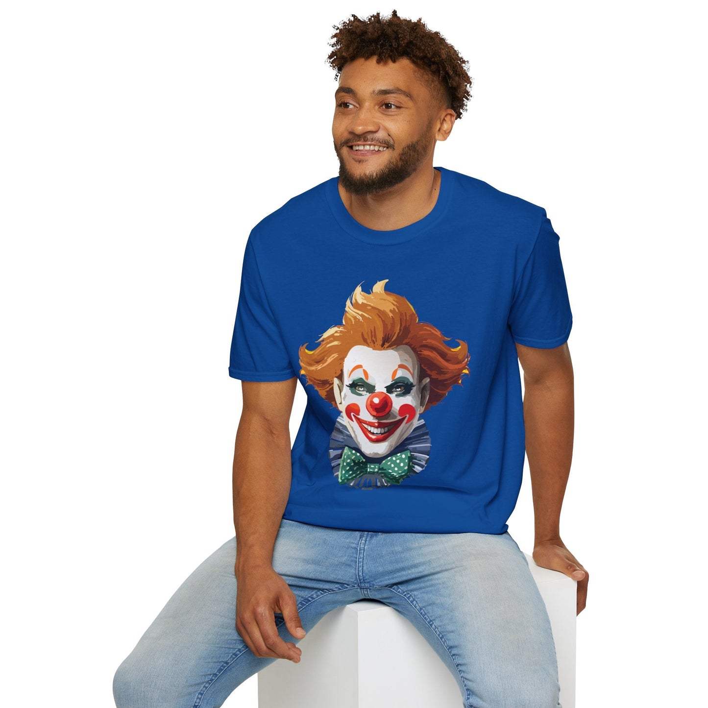 Clown Theme T Shirt Funny Man Circus Scary Man Unisex Gildan Softstyle Graphic Tee Everyday Wear