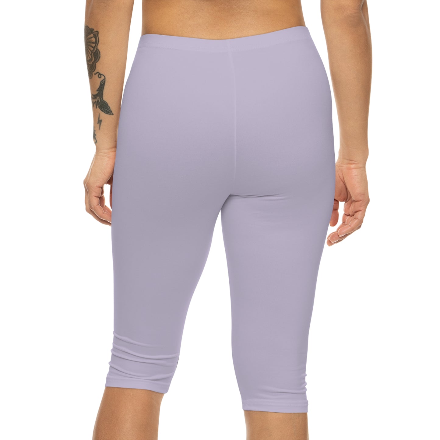 Fog Lilac Color Women's Brushed Suede Poly Span Casual Capri Leggings XS-2XL