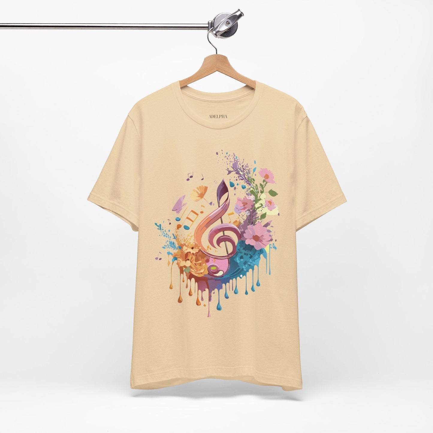 Music Graphic Unisex 100 Cotton Vintage Art with Musical Elements Tee 115