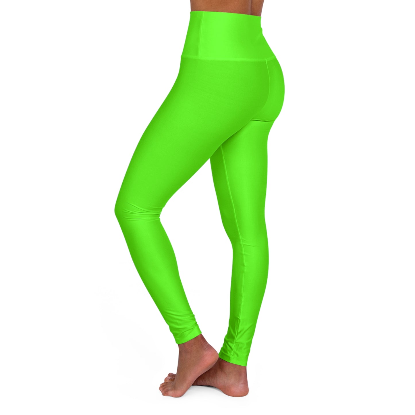 Neon Grass Green Color High-Waist Yoga Leggings Women's Seamless Poly-Span Stretchy Pants XS-2XL