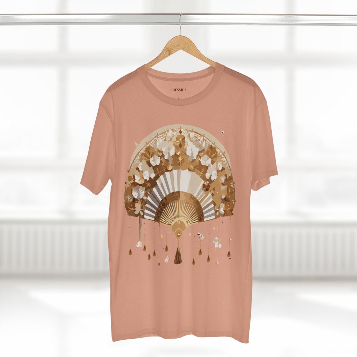 Antique Fan Graphic Design T-Shirt Unisex 100 Cotton Floral Carnival Artwork Tee 17