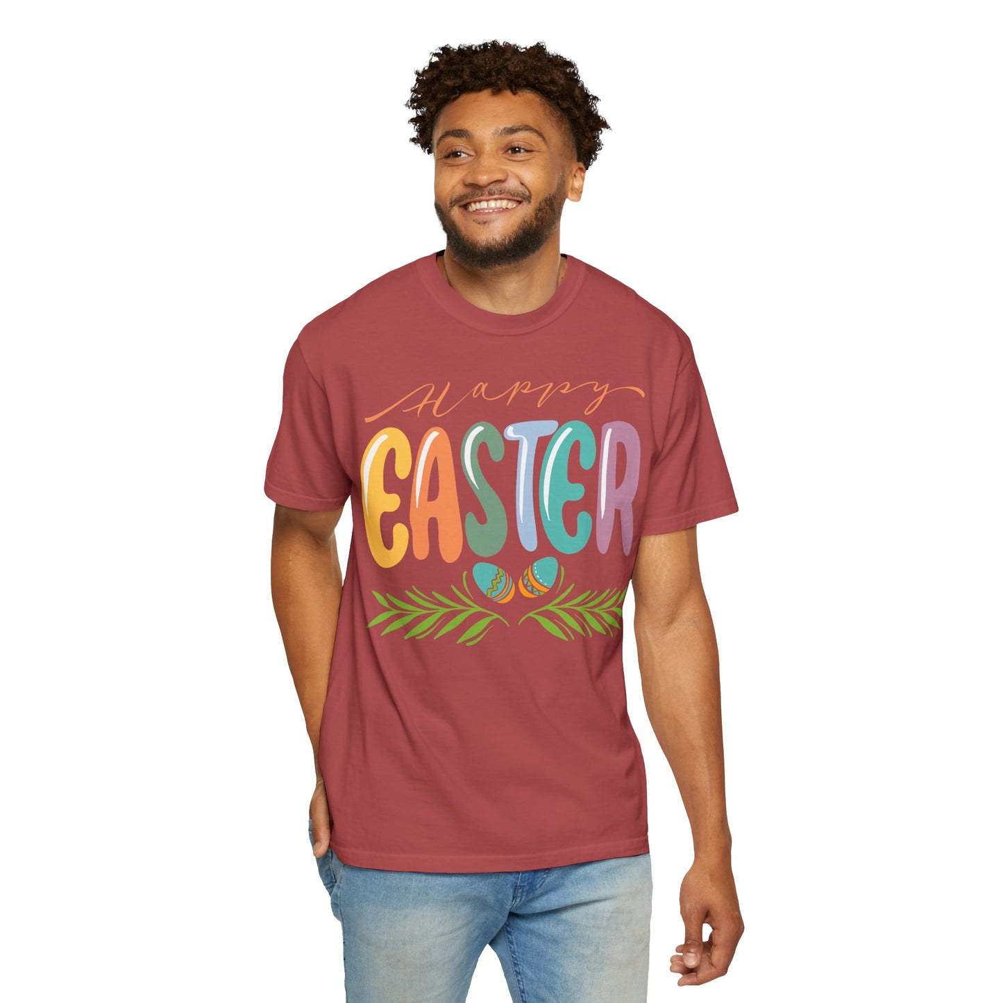 Happy Easter T-Shirt, Tee Shirt with Easter Signature, T Shirt with Easter Prints, Tee Shirt with Easter Design