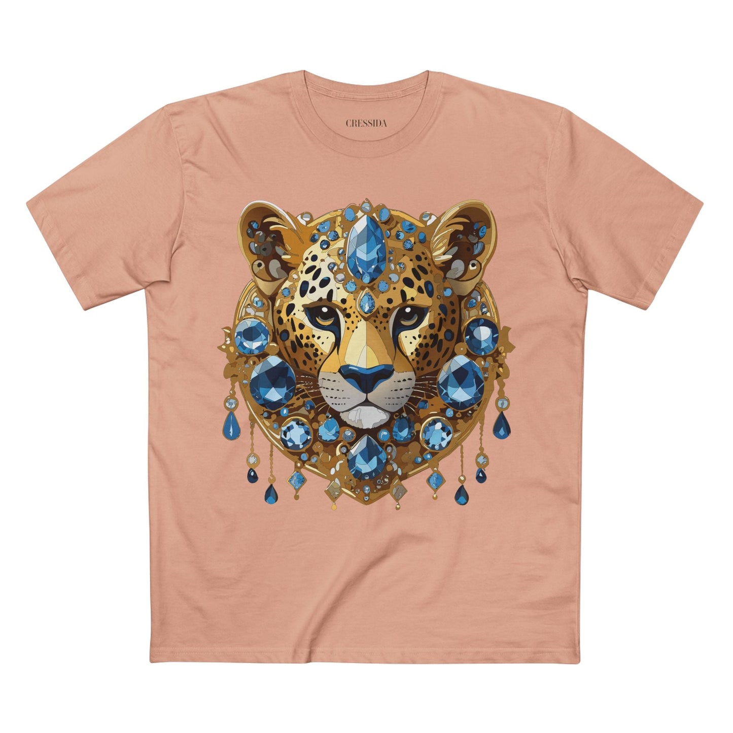 Cheetah Graphic Unisex 100 Cotton Tee With Unique Animal Golden Medallion Art Design 49