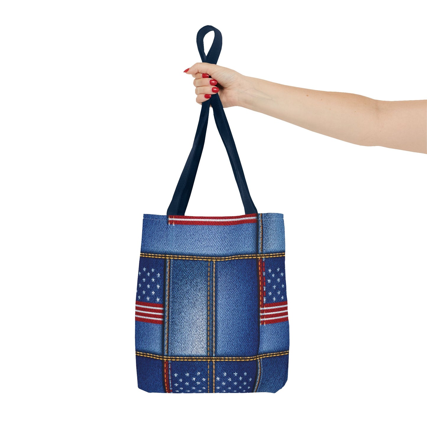 4th of July Graphic Denim Fabric Imitation Print Unisex Canvas Bag Poly Spun 3 Sizes Tote Bag 200-17