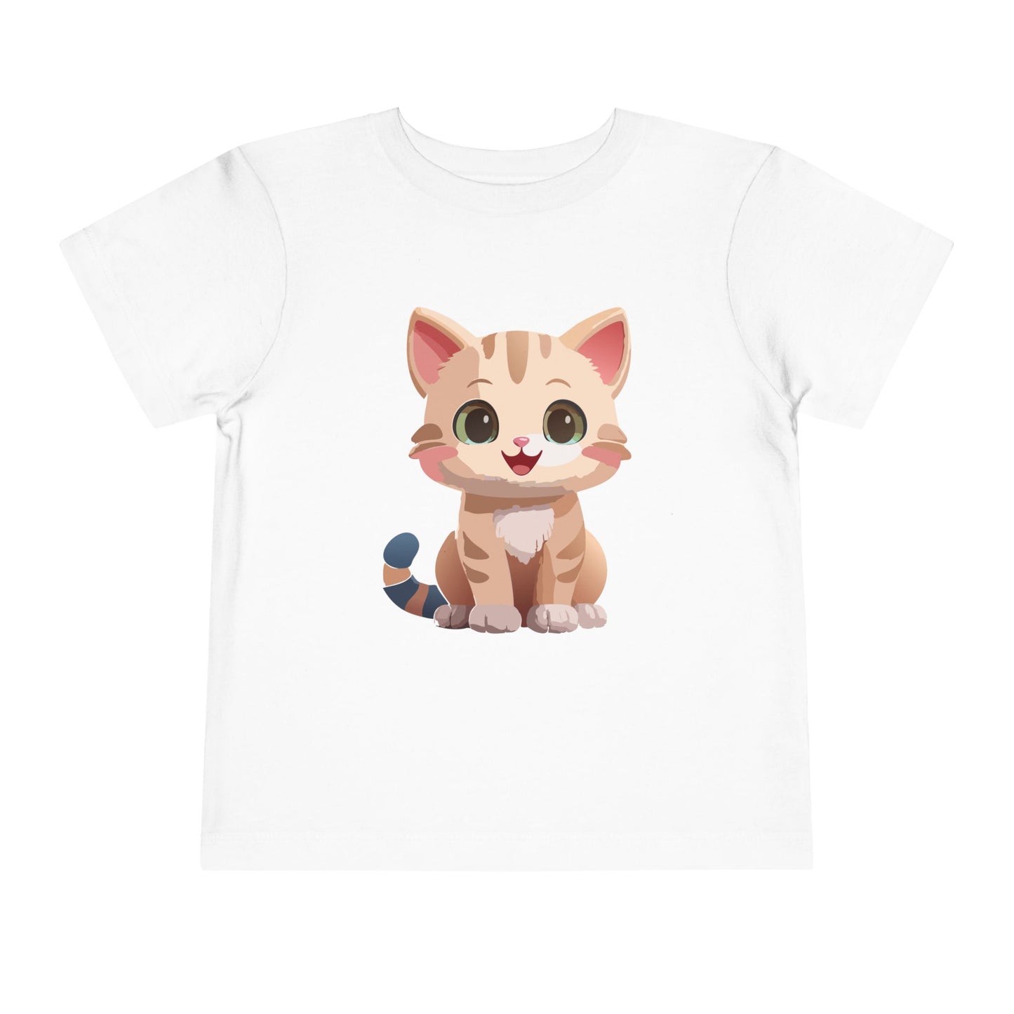 Bonita camiseta de manga corta para niños pequeños con gato: adorable camiseta con gráfico de gatito para niños (2 a 5 años)