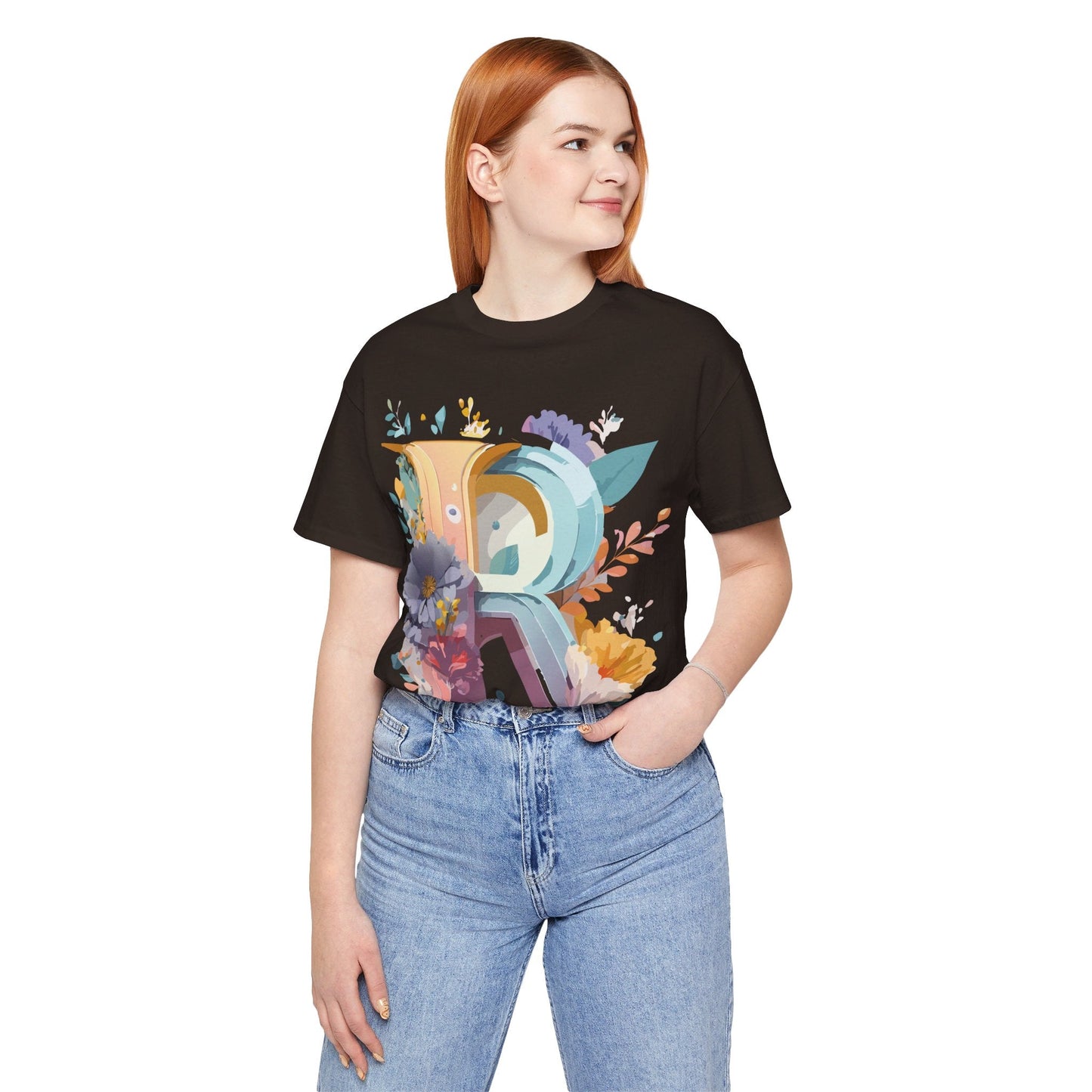 Letter R Graphic Tee Unisex Short Sleeve Vintage Inspired Shirt By Adelpha Art Design Tee