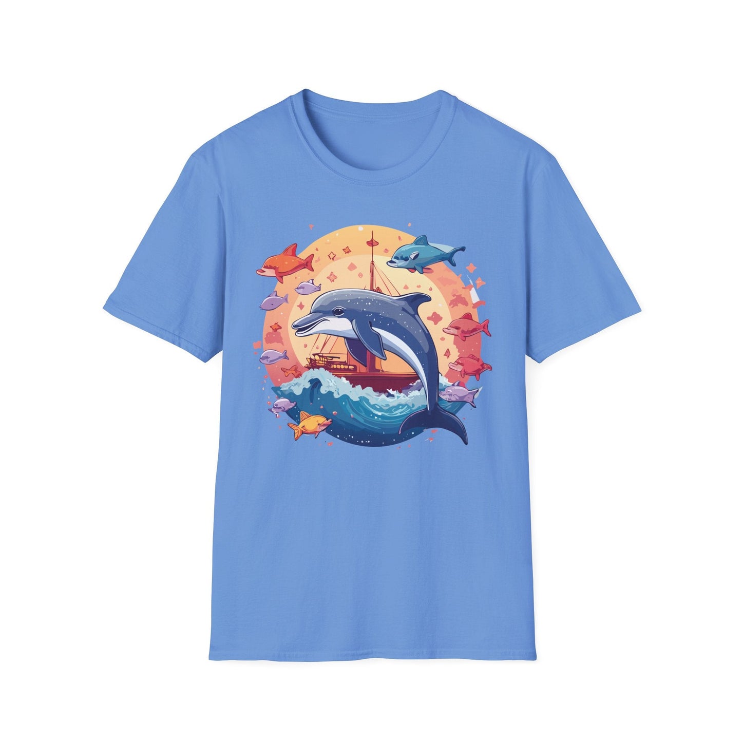 Dolphin Shirt Unisex Softstyle Cotton Tee 100 Percent Ring Spun Lightweight Breathable