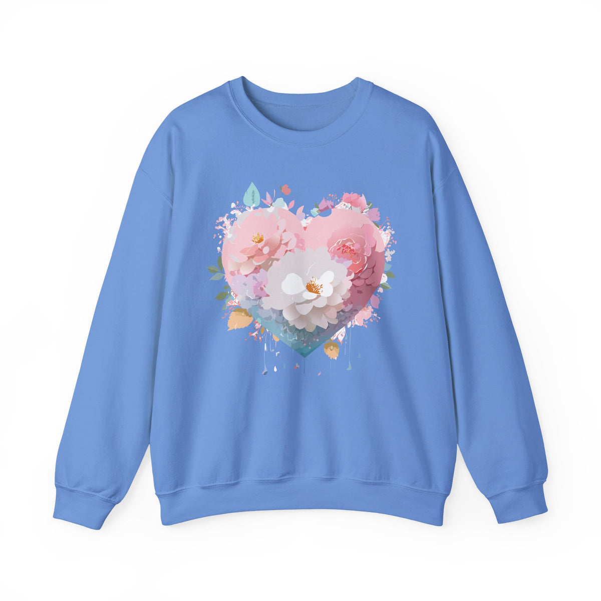 Floral Heart Love Graphic Valentine's Day Sweatshirt Unisex 50/50 Cotton-Poly Sweatshirt w21