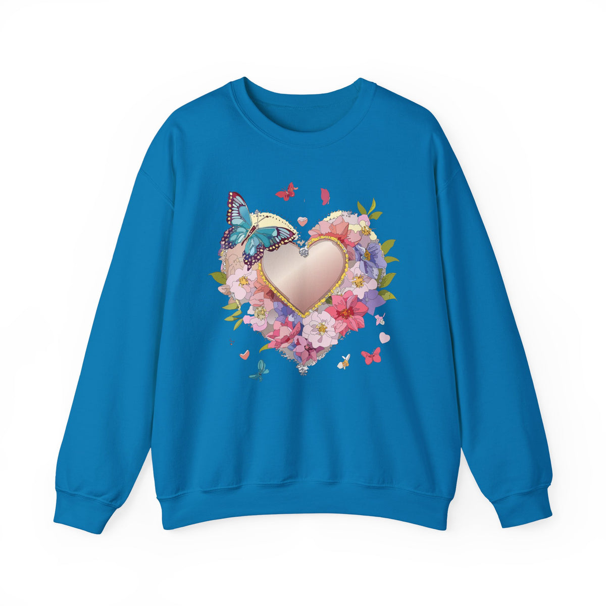 Floral Heart Love Graphic Valentine's Day Sweatshirt Unisex 50/50 Cotton-Poly Sweatshirt w37