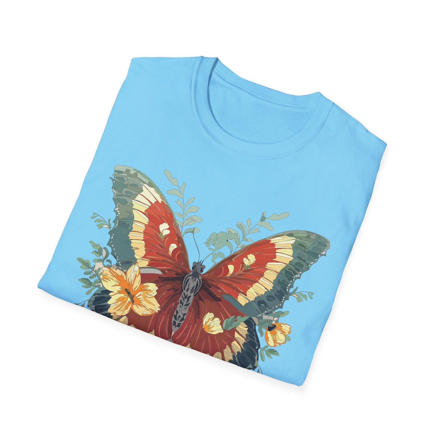 Butterfly T Shirt Unisex Gildan Softstyle 64000 Comfort Monarch Design 100 Percent Cotton