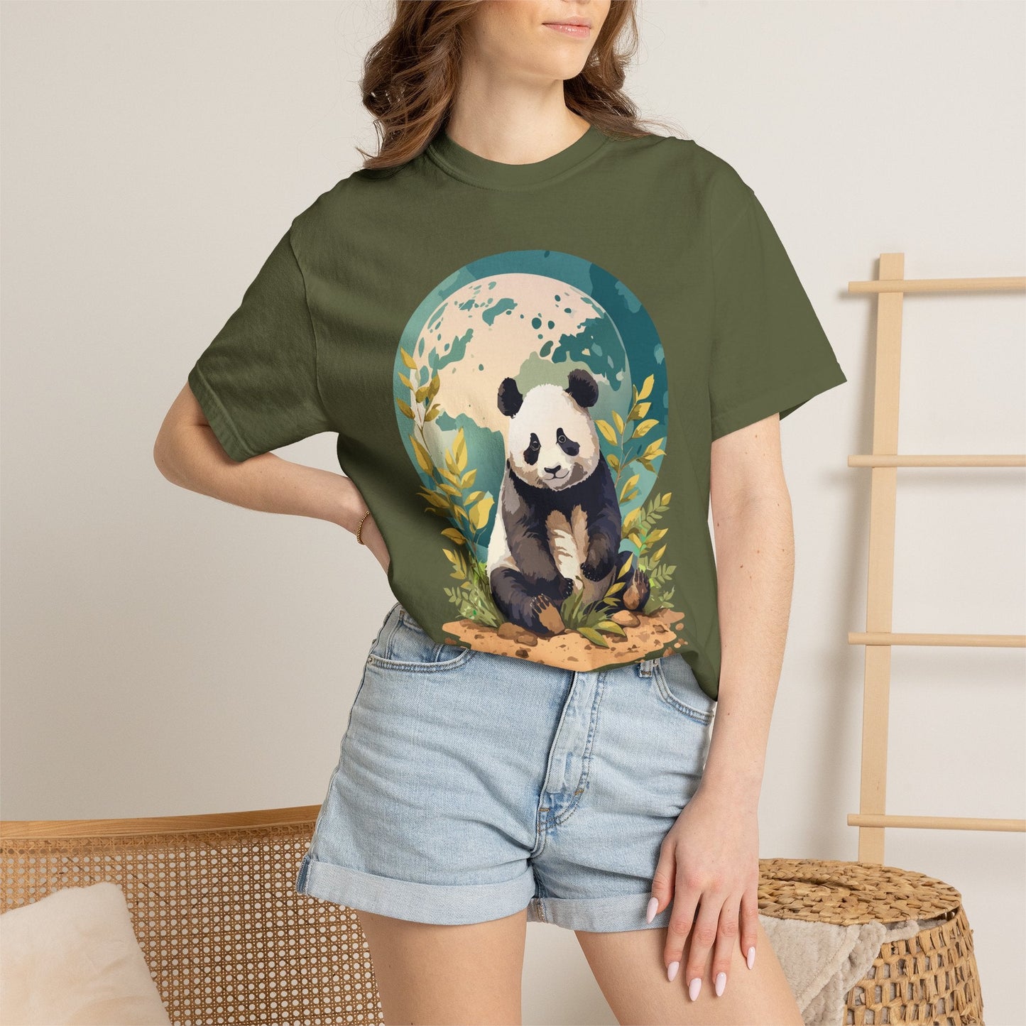 Panda Portrait Graphic T-Shirt Unisex Cotton Floral Animal Art Tee pp6
