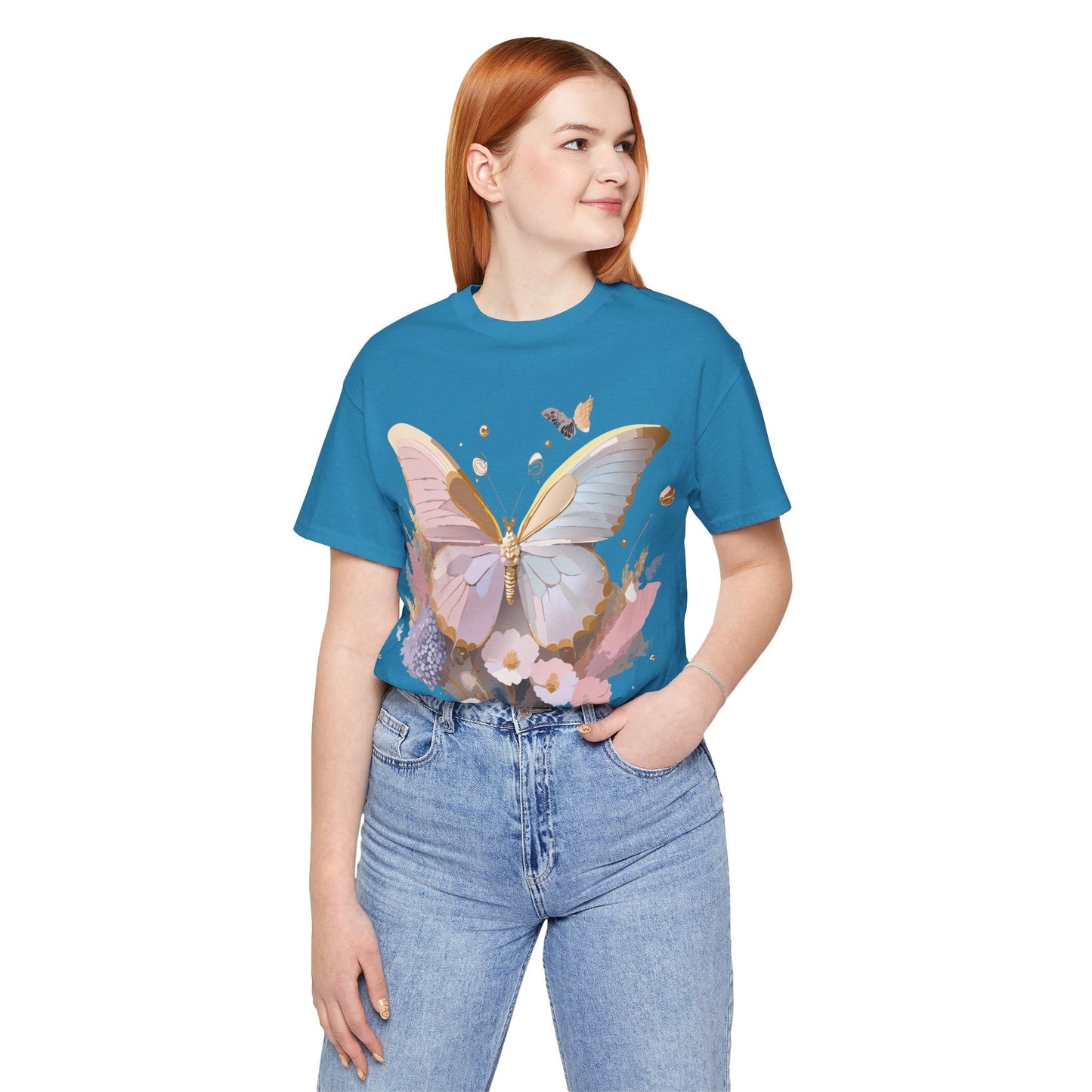Butterfly Graphic Unisex 100 Cotton Lightweight Vintage Floral Design Jersey Tee 12