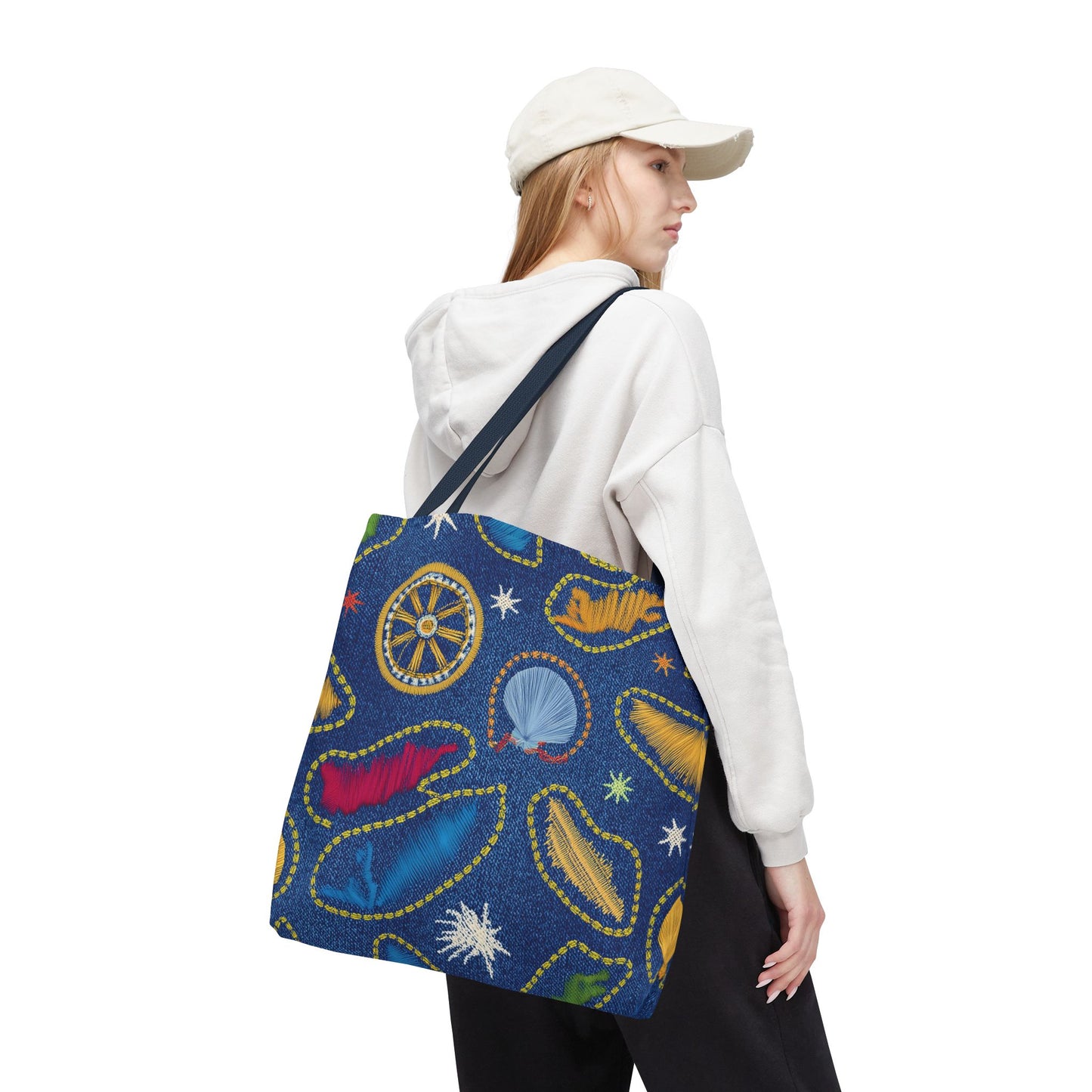 Denim Fabric Imitation Print Unisex Canvas Bag Poly Spun 3 Sizes Tote Bag 182