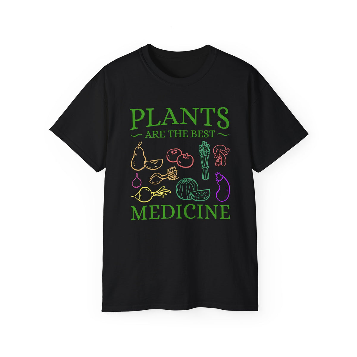 Plants Are the Best Medicine T-Shirt | Vegetable Line Art, Herbal Wellness Tee