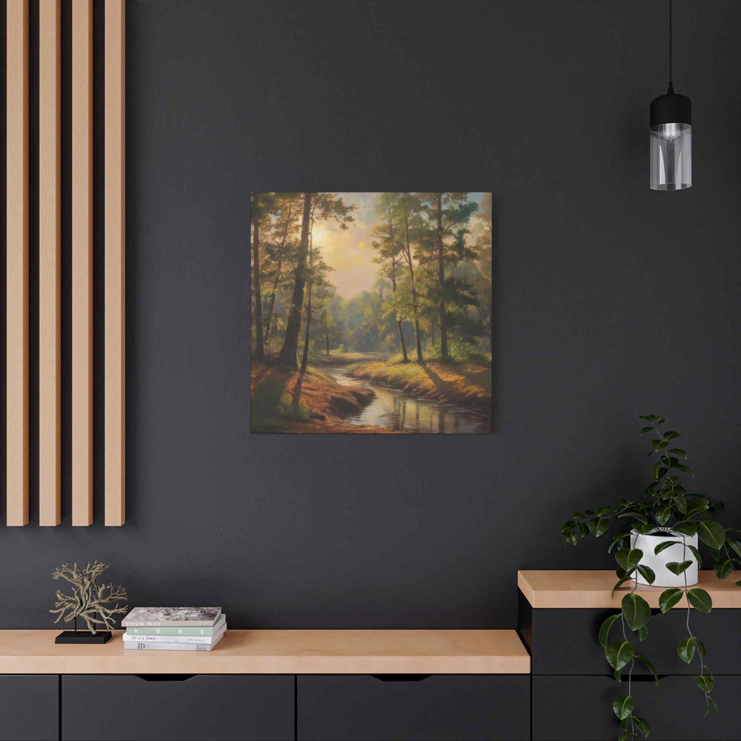 Forest Print Canvas, Trees Oil Paint Print 20x20, 24x24, 30x30, 32x32, 36x36 Art Design Print Pine-Wood Inner Frame MC-71