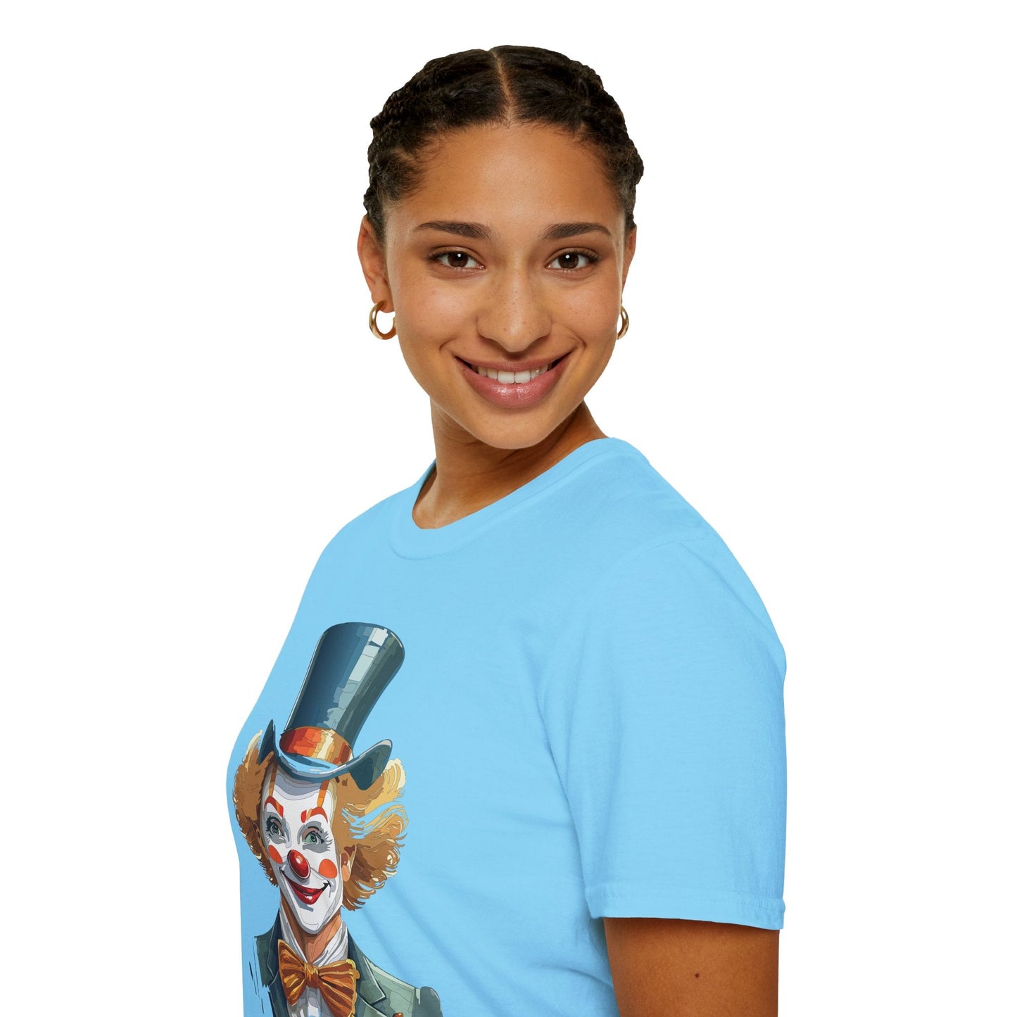 Funny Clown Shirt Unisex T Shirt Circus Style Tee With Scary Man Artwork Gildan 64000