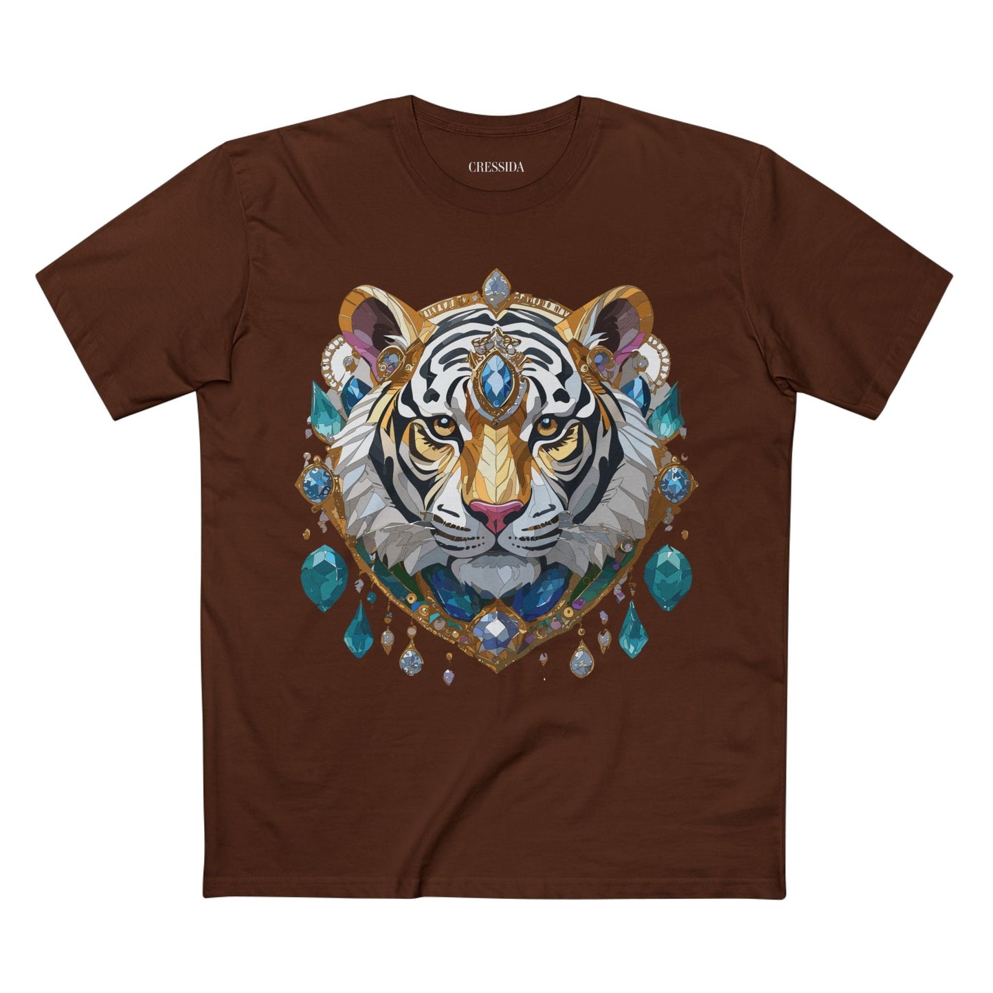 Tiger Graphic Unisex 100 Cotton Tee With Unique Animal Golden Medallion Art Design 53