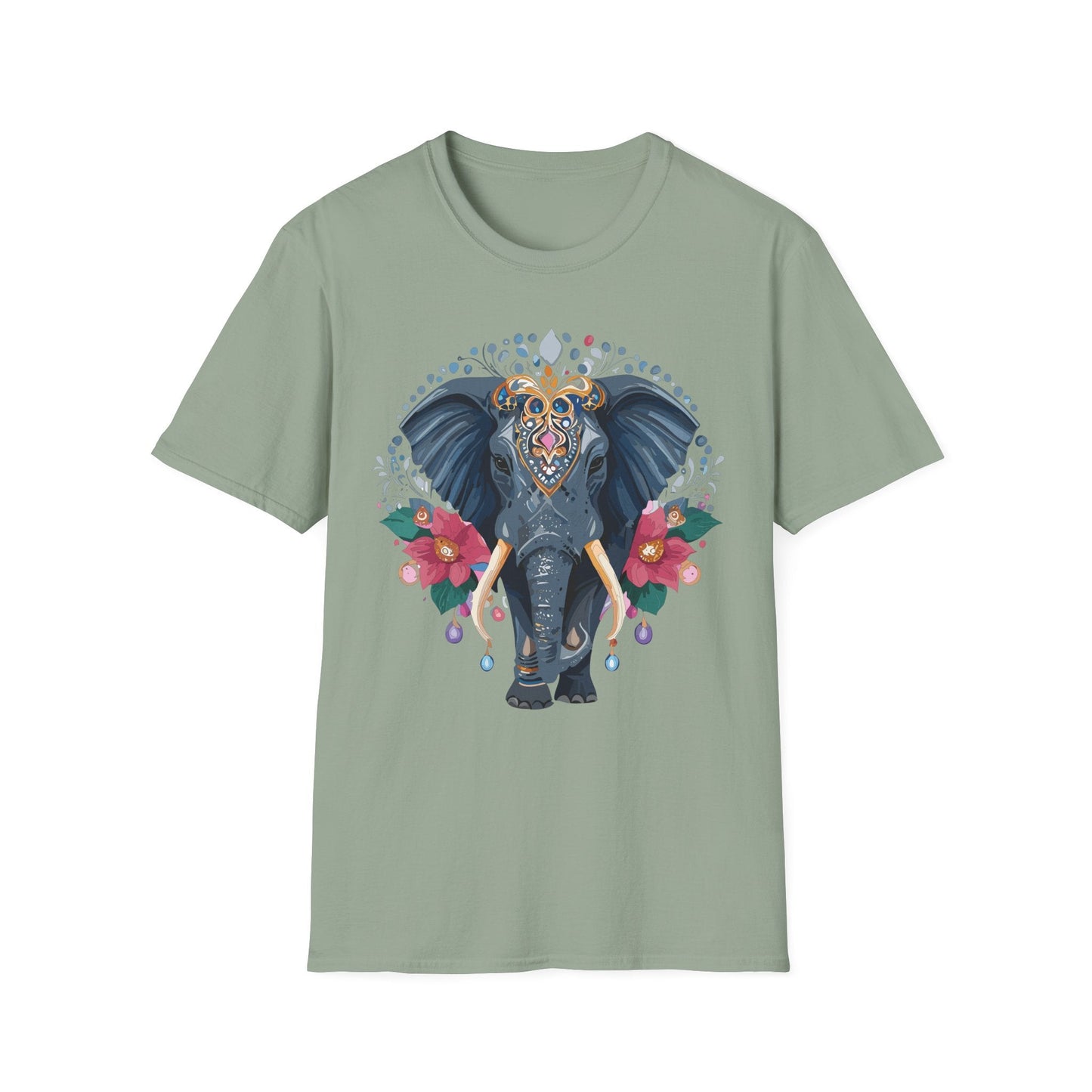 Elephant Graphic T Shirt Unisex Cotton Tee Softstyle Gildan 64000 Elephant Design
