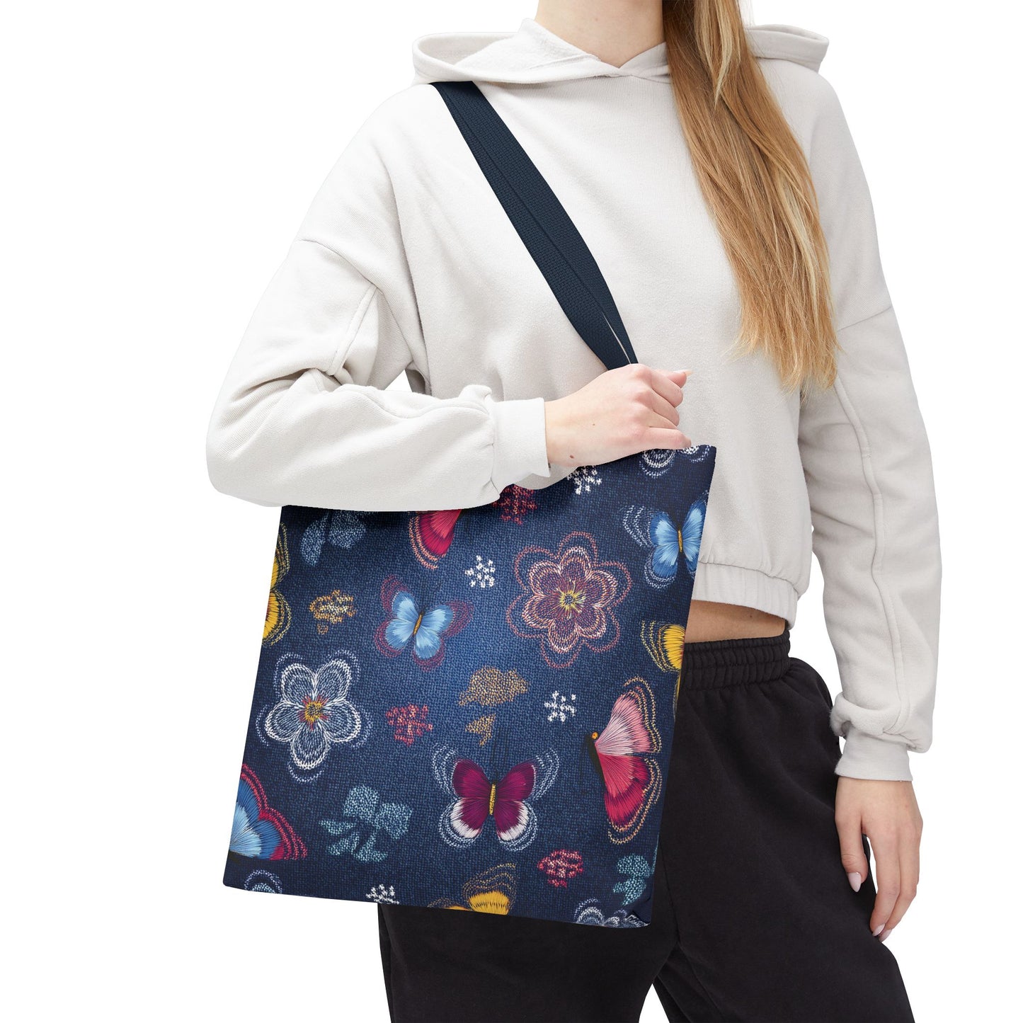 Denim Fabric Imitation Print Unisex Canvas Bag Poly Spun 3 Sizes Tote Bag 168