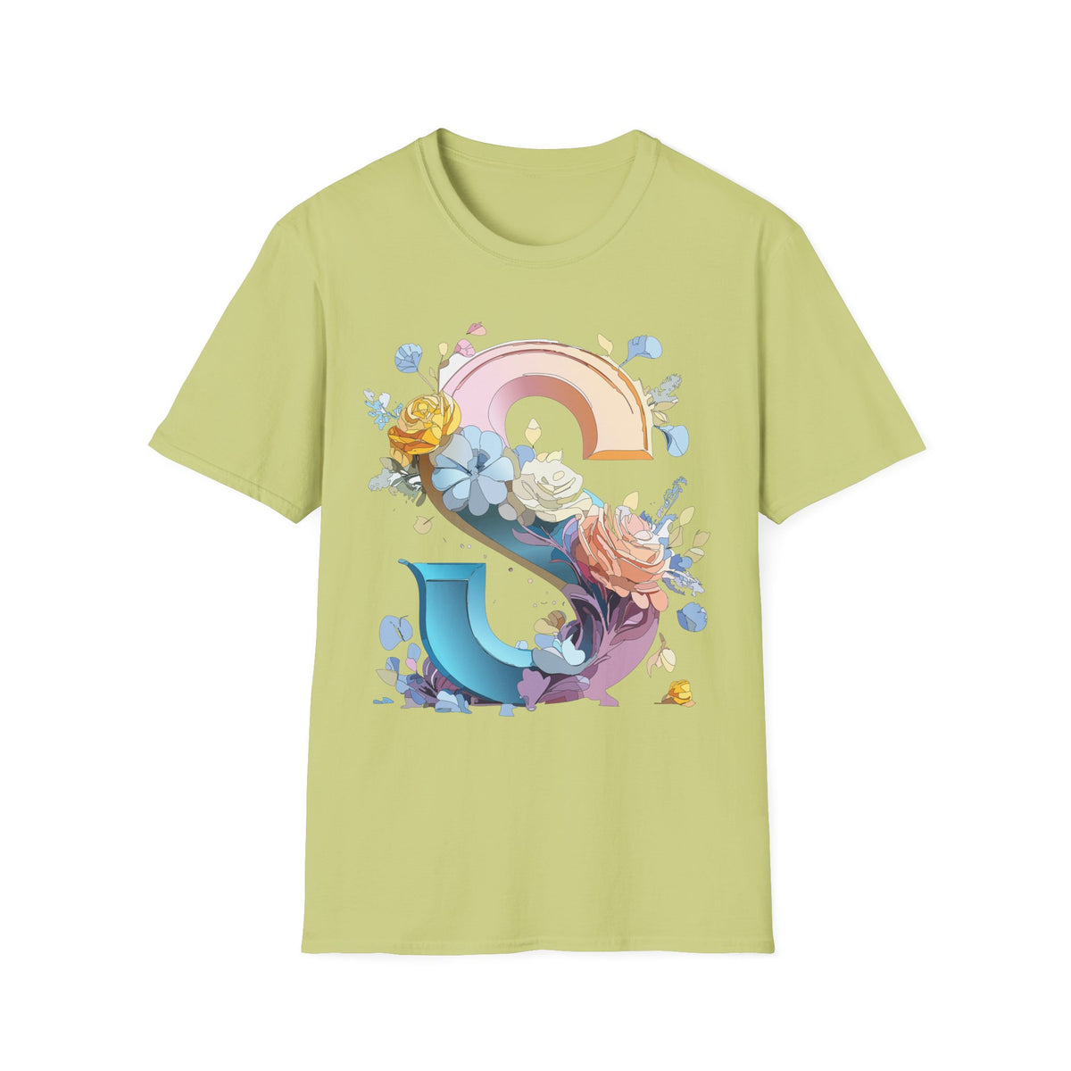 Floral Rainbow Letter S T-Shirt | Floral Initial Tee