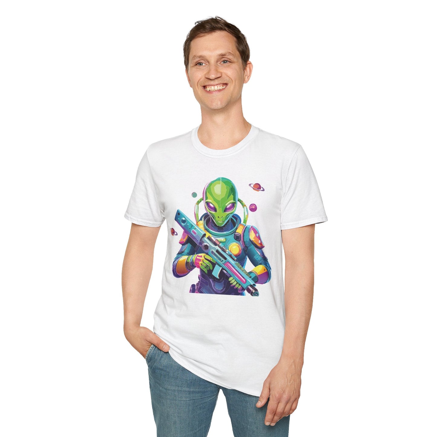 Alien Cosmos T Shirt Unisex Gildan Softstyle 64000 Art Design Tee For Everyday Comfort