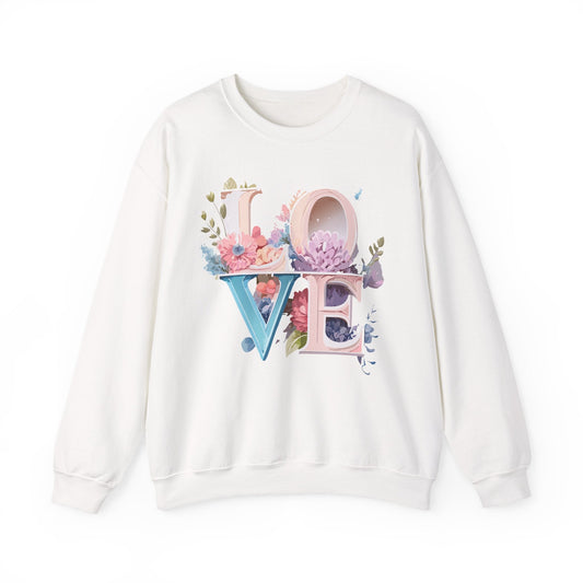 Floral Love Sweatshirt Valentines Day Sweatshirt Love Flower Unisex Crewneck Sweatshirt