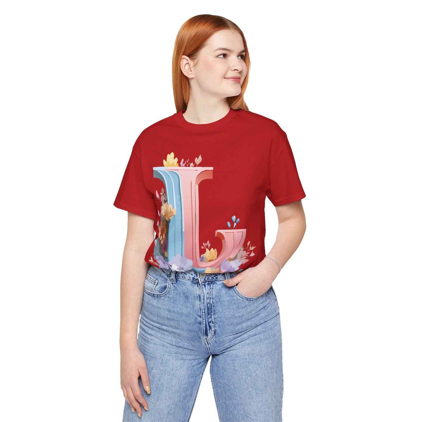 Letter L Shirt Graphic T Shirt Unisex Short Sleeve Vintage Inspired Artwork By Adelpha