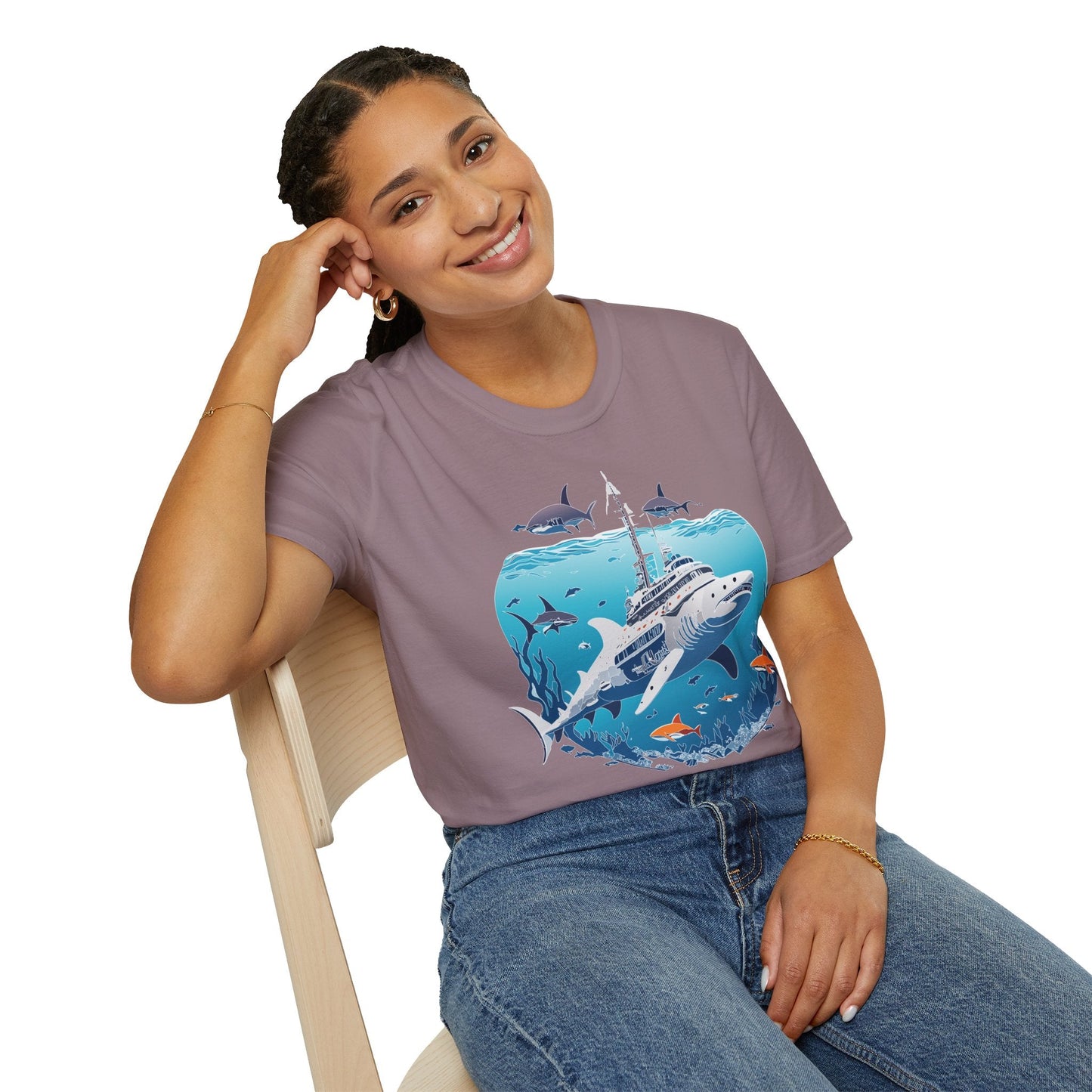Ocean Tee Shirt Unisex Softstyle 64000 Ring Spun Cotton Art Design Tee For Everyday Comfort