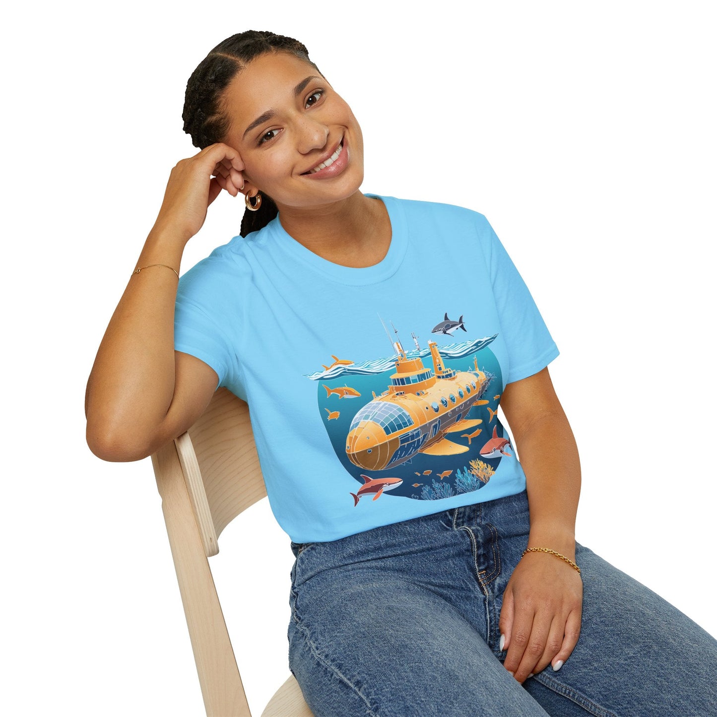 Ocean Themed Unisex Softstyle T Shirt 100 Percent Ring Spun Cotton U Boat Design Tee Everyday