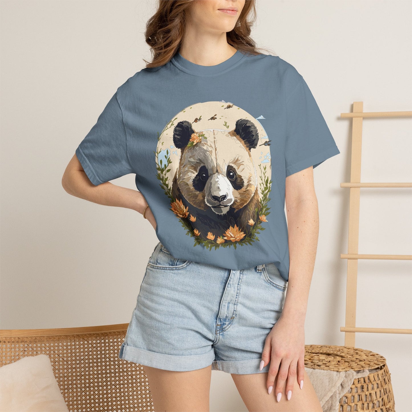 Panda Portrait Graphic T-Shirt Unisex Cotton Floral Animal Art Tee p9
