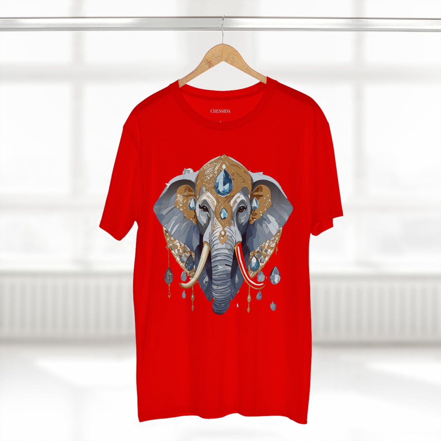 Elephant Graphic Unisex 100 Cotton Tee With Unique Animal Golden Medallion Art Design 36