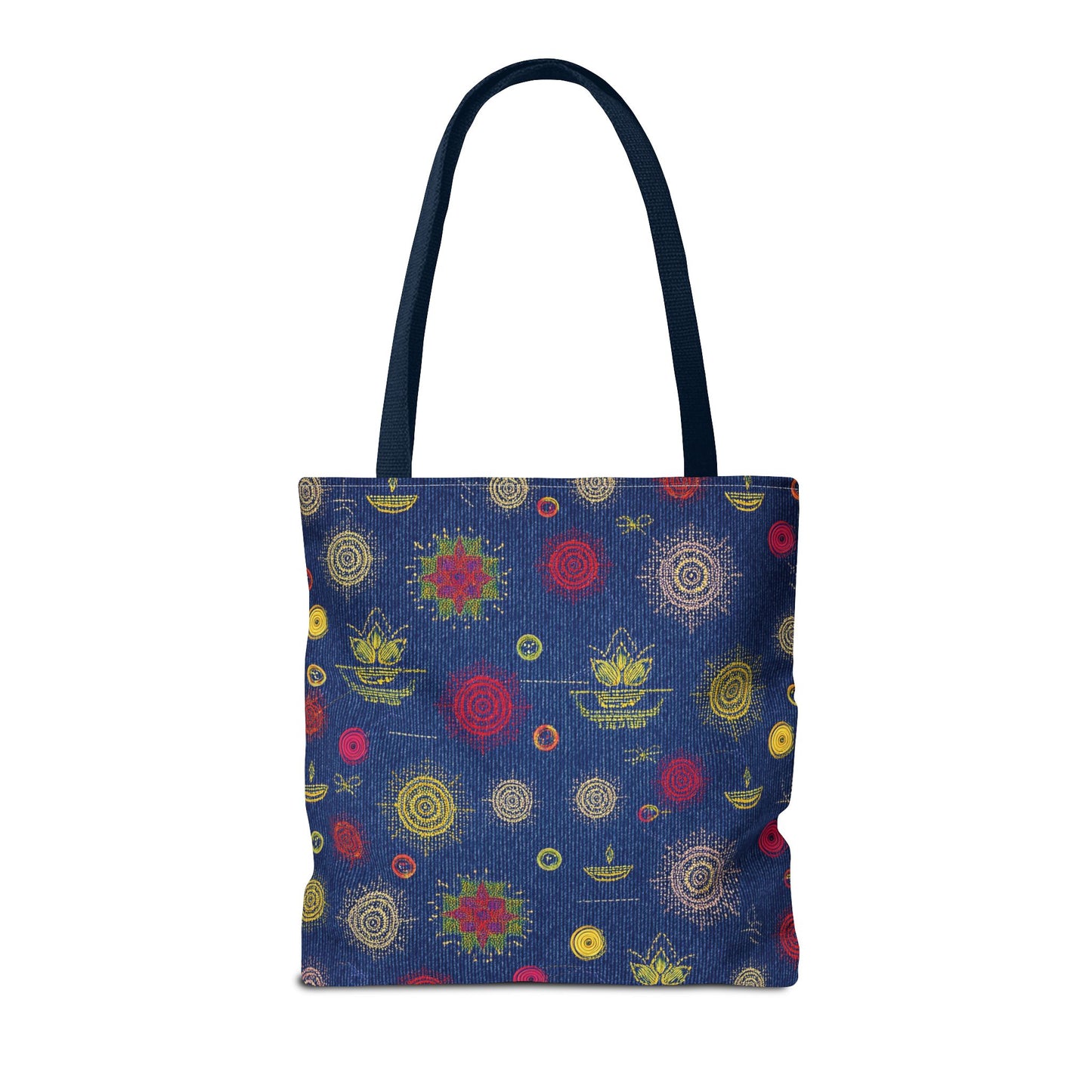 Diwali Graphic Denim Fabric Imitation Print Unisex Canvas Bag Poly Spun 3 Sizes Tote Bag 205-26