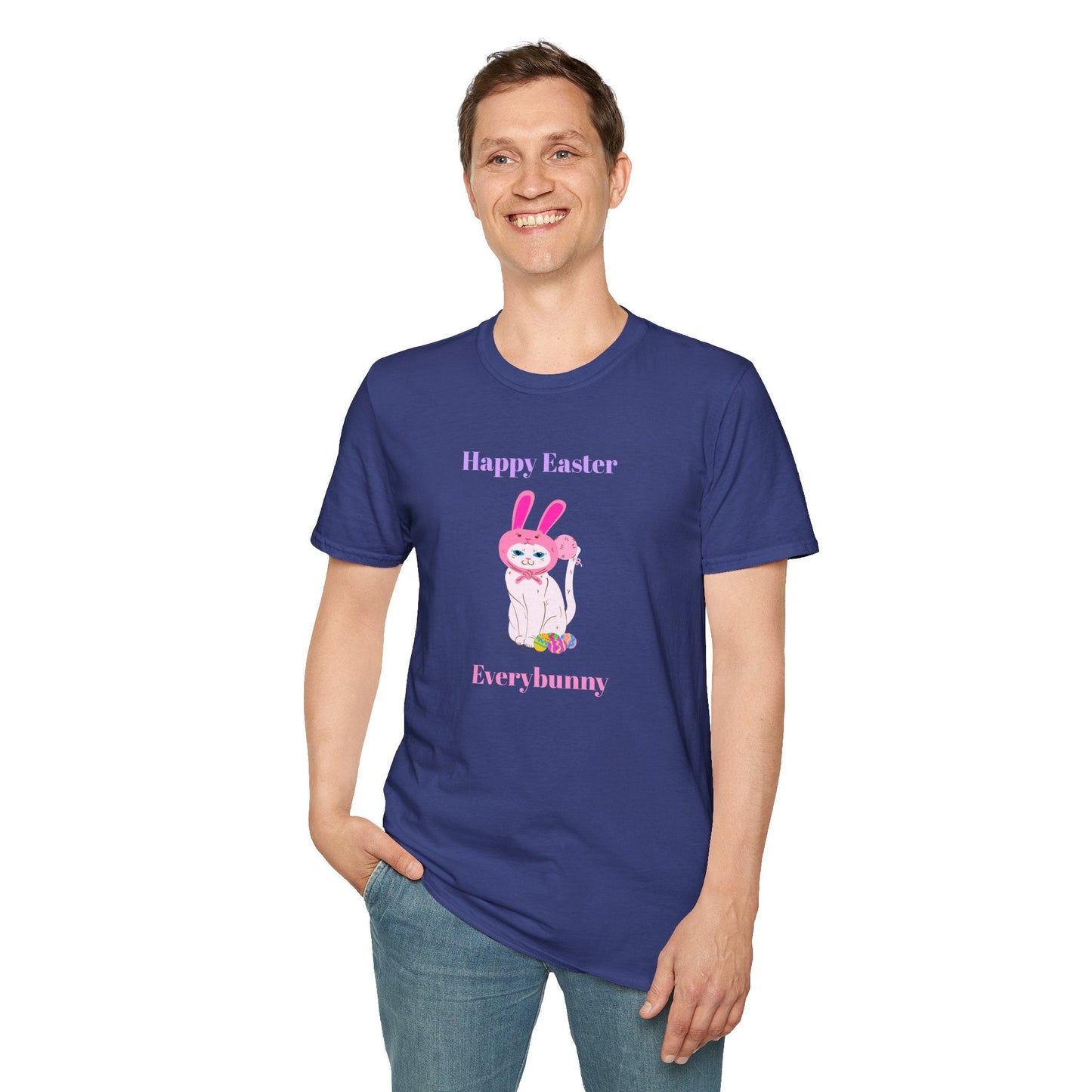 Unisex Easter Bunny T Shirt Softstyle 64000 Tee With Easter Design Print Gildan 100 Percent Ring Spun Cotton