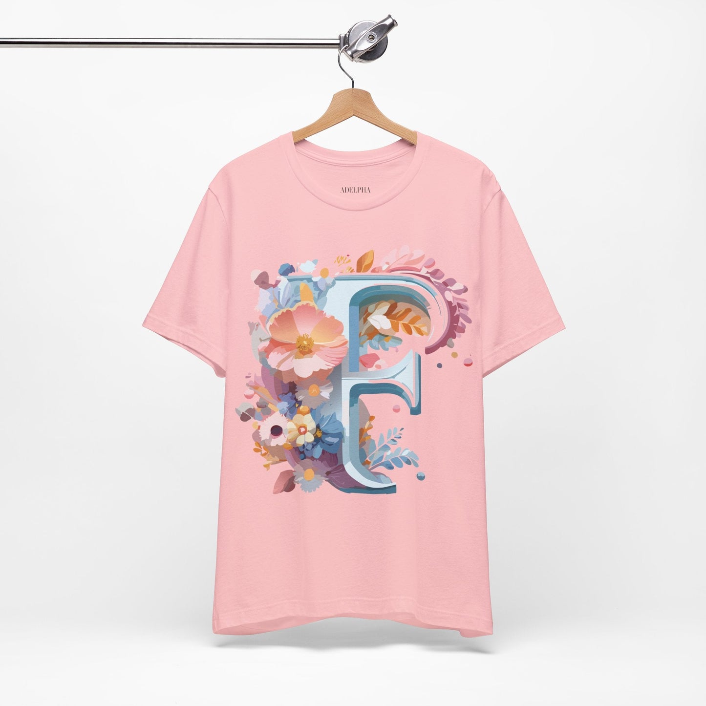 Letter F Shirt Unisex Graphic Tee Jersey Short Sleeve by Adelpha Vintage Inspired Art Design