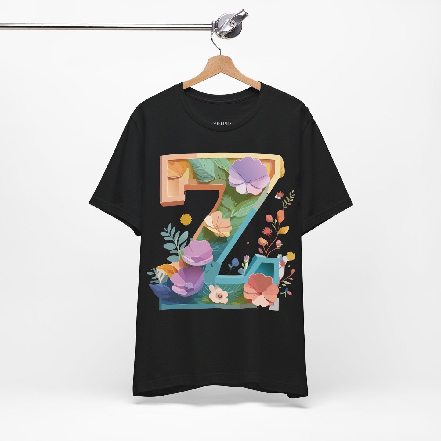 Letter Z Unisex Graphic Tee Vintage Inspired Artwork Jersey Short Sleeve