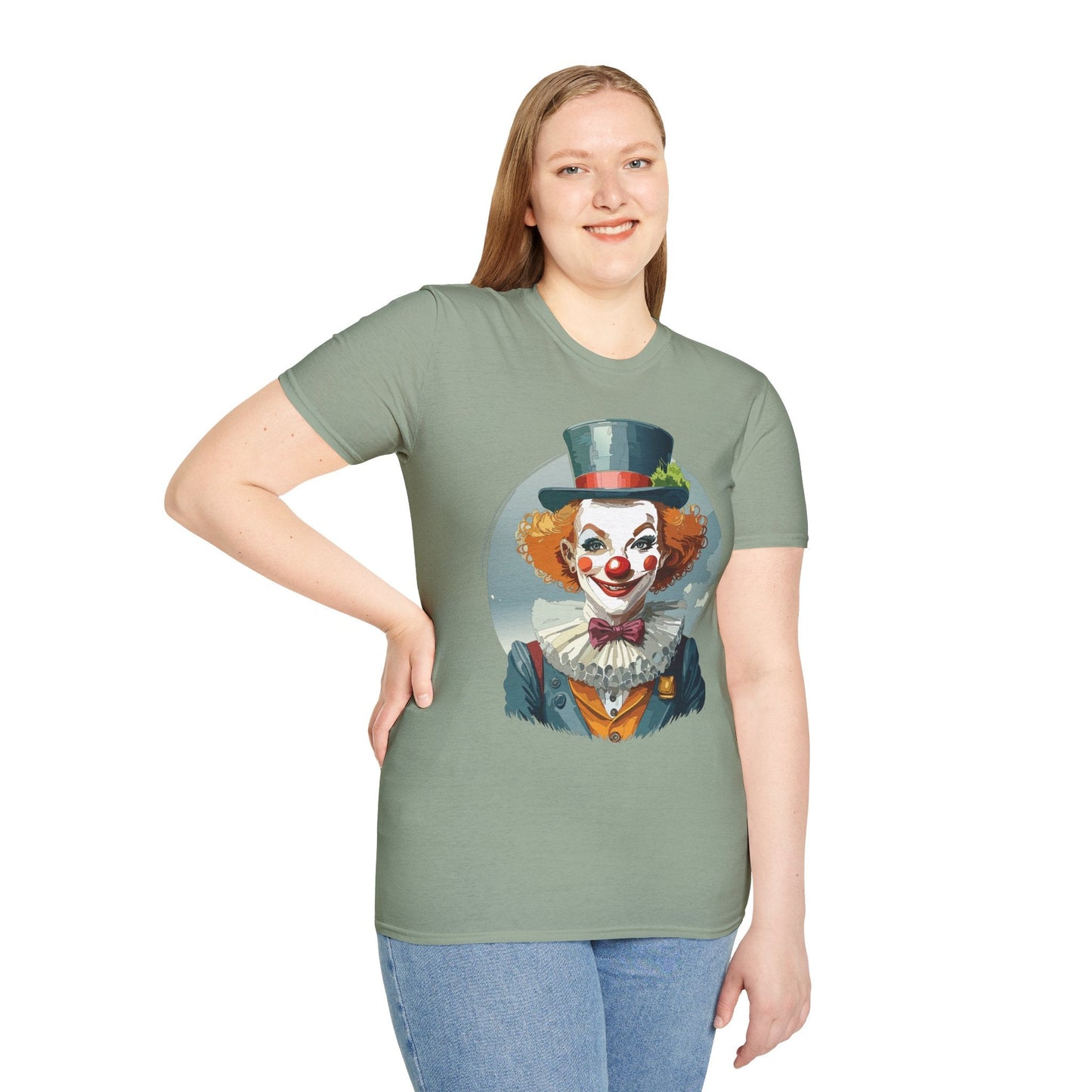 Unisex Clown Shirt Funny Man Circus Design Hundred Percent Ring Spun Cotton Gildan Softstyle Tee