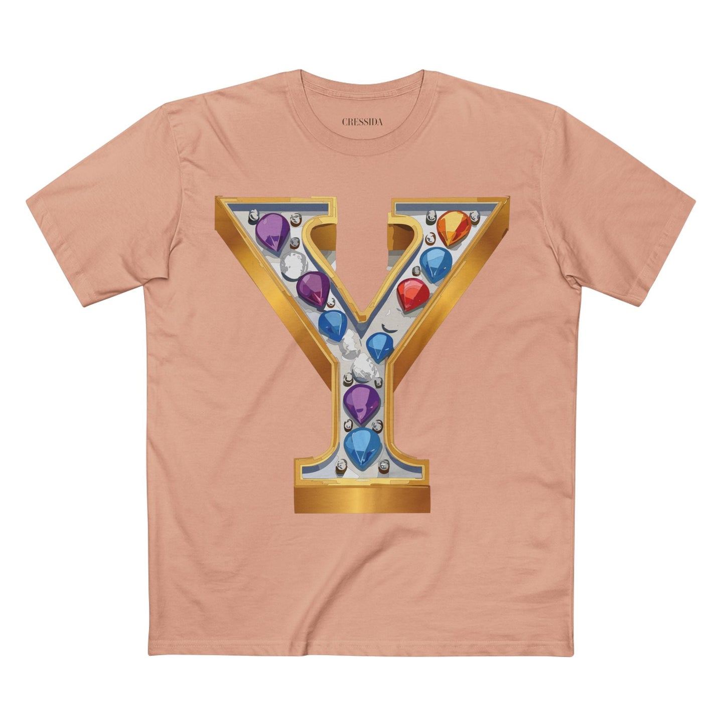 Letter Y Graphic Design Tee Unisex 100 Cotton With Antique Gold Letters Artwork T-Shirt