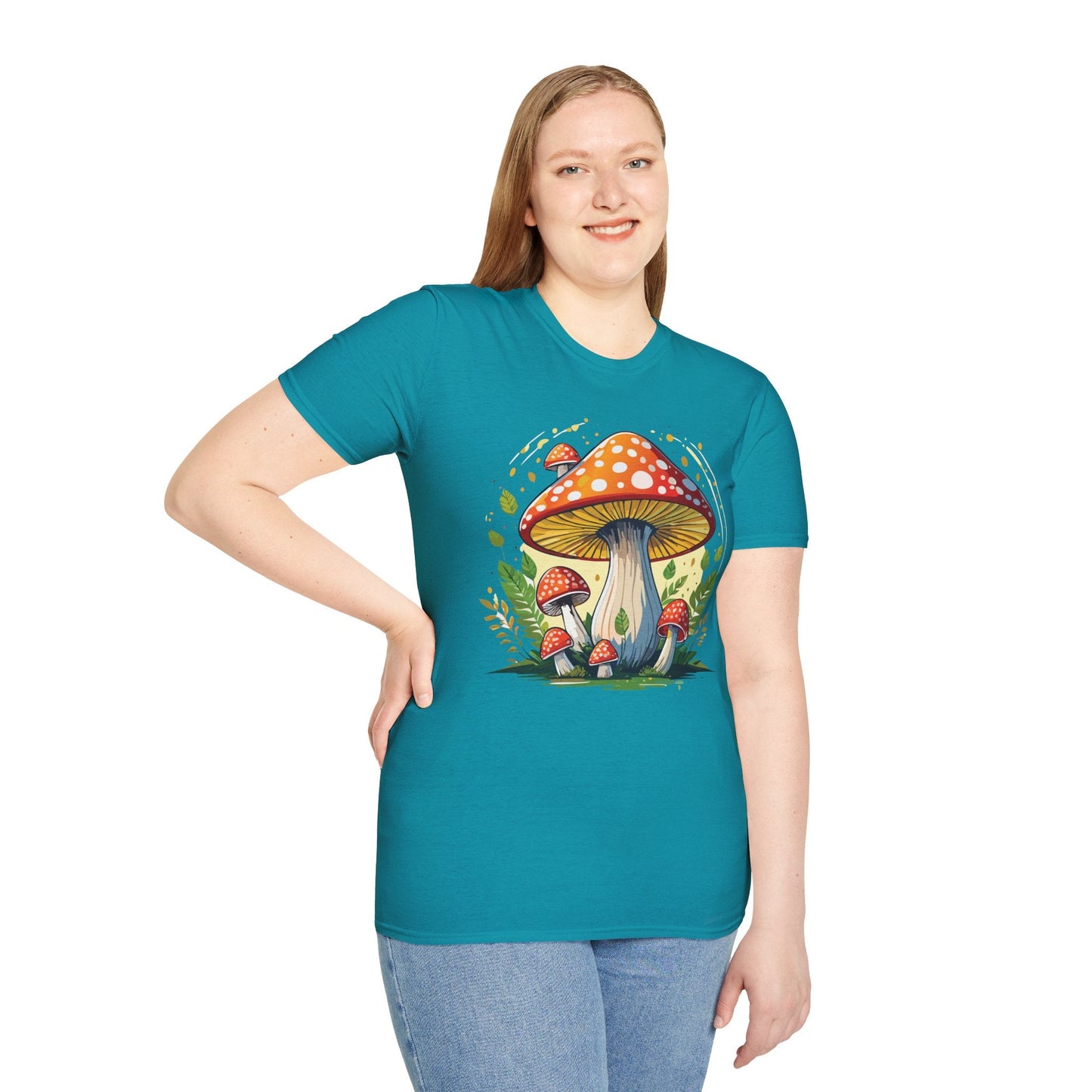 Funny Mashroom Graphic Unisex Softstyle Cotton With Cartoon Illustration Design 19