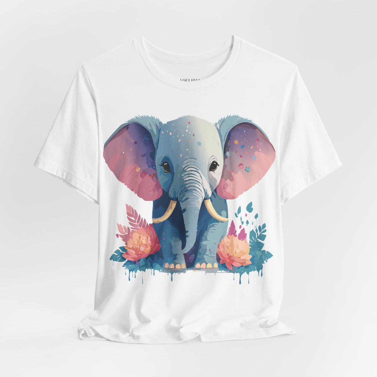 Elephant Graphic Unisex Cotton Bella+Canvas Tee with Art Animal Design d17