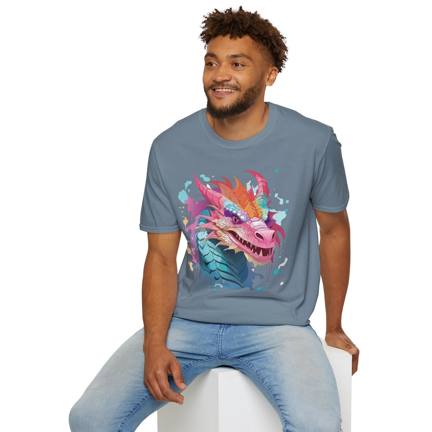 Dragon Graphic Tee Unisex Gildan Softstyle Cotton Shirt With Animal Art Design 64000