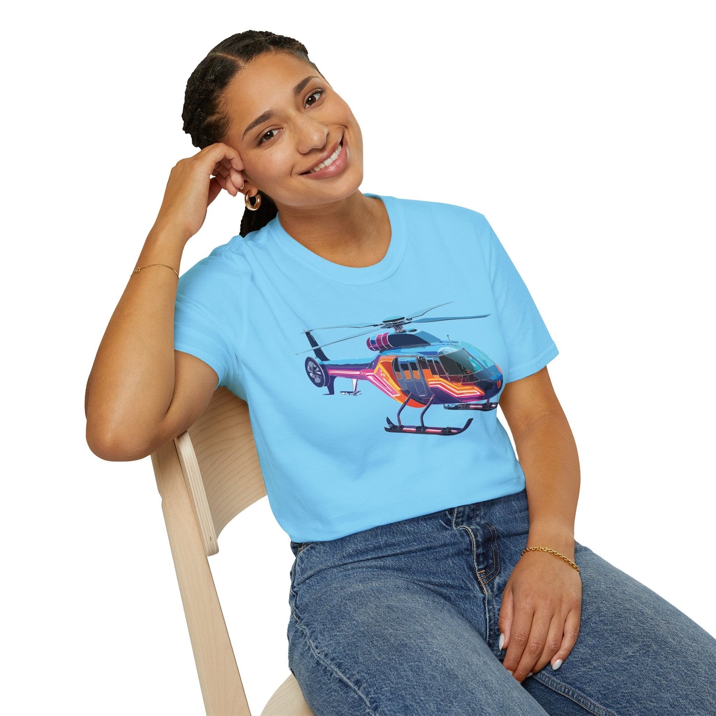 Chopper Helicopter T Shirt Unisex Softstyle 100 Percent Ring Spun Cotton Premium Tee