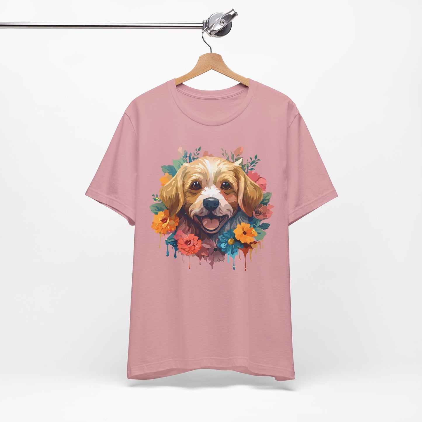 Floral Dog Tee, Animal Shirt, Dog Shirt, Floral Tee, Flower T-shirt, T-Shirt with Animal, Summer Top with Art Design